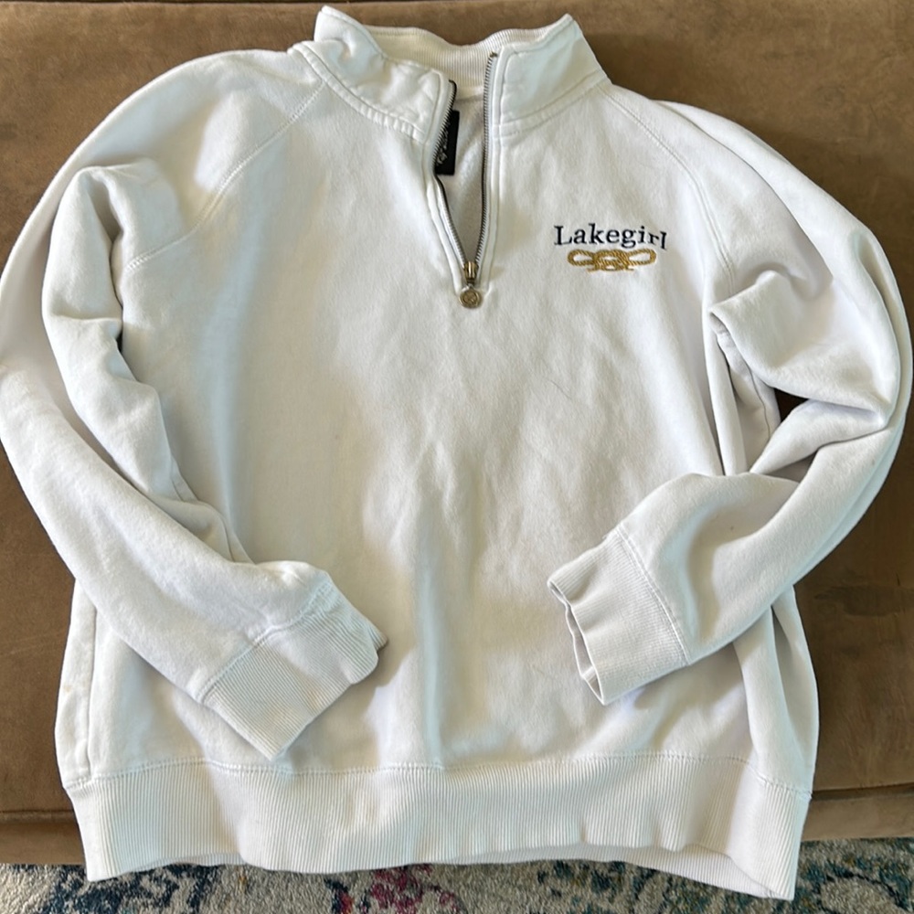 Lake girl LAKEGIRL white 1/4 zip sweatshirt M
